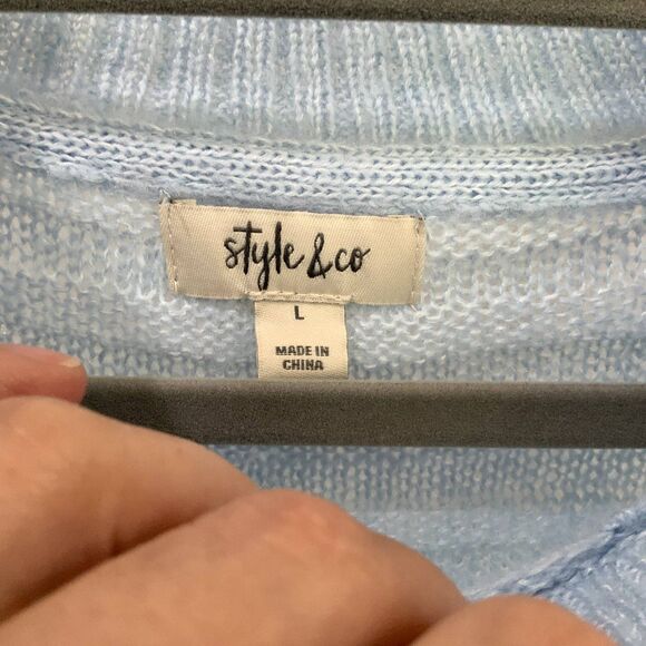 Light Blue Light Weight Sweater by Style&Co Semi Sheer Size Large - Picture 4 of 10